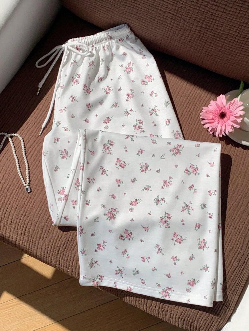 Multicolor Boho Women's Drawstring Waist Floral Print Casual Sweatpants - Picture 7 of 7